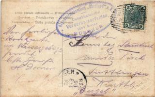 1906 Kufstein, szánkózó társaság télen / sledding people in winter, sport photo. A. Karg (fl)