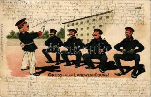 1905 Gruss von der Landwehrübung! / Német katonai gyakorlat / German military training. S. Freund &amp; Co. No. 17. a. litho (fl)