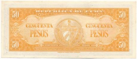 Kuba 1958. 50P piros sorszám "B900349A" T:UNC
Cuba 1958. 50 Pesos red serial "B90034...