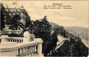 1915 Budapest I. Királyi várbazár és a Lánchíd utca, szerelmes pár