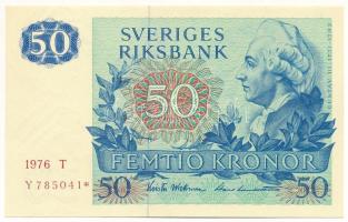 Svédország 1976. 50K &quot;Y 785041 *&quot; pótkiadás T:XF Sweden 1976. 50 Kronor &quot;Y 785041 *&quot; replacement note C:XF