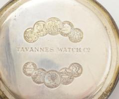 Tavannes zsebóra ezüst (Ag) tokkal, fém számlappal, működik, de javításra szorul d: 50 mm