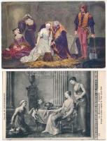 51 db RÉGI motívum képeslap vegyes minőségben: festmények / 51 pre-1945 motive postcards in mixed qu...