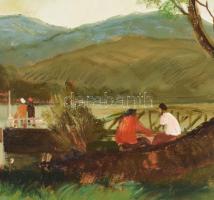 Gádor Emil (1911-1998): Őszi fák. Olaj, farost, jelezve jobbra lent. Hátoldalán Képcsarnok Vállalat ...