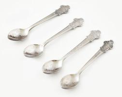 4 darabos Rolex dísz kiskanál készlet. Bucherer cég, 4 db klf. Ezüstözött fém,