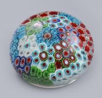 Murano millefiori levélnehezék, jelzés nélkül, hibátlan d: 7,5 cm