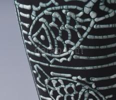 Iparművészeti vállalatos Gorka váza / kancsó, mázas kerámia, matricával jelzett, kis pattanással, m:...