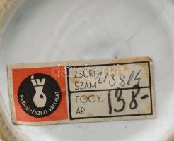 Iparművészeti vállalatos Gorka váza, repesztett hatású mázzal, szájánál kis mázhiánnyal, jelzett, m:...