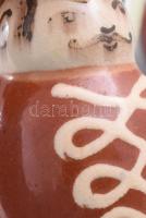 3 db retro kerámia iparművész tárgy, 2 kis miskakancsó, gyertyatartó, kopással, m: 9,5-13,5 cm