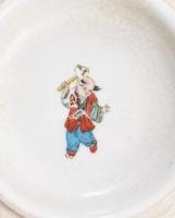 Antik kínai porcelán tintatartó, jelzett, kis pattanással, d: 11 cm