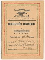 1945. Turul-Magyar Országos Biztosító Intézet Rt. névre szóló díjbefizetési könyvecskéje, 6db bélyeggel