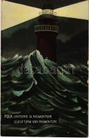 Pola, Lanterna di Promontore / Luchtturm / világítótorony este / lighthouse at night. G. Fano 1909. No. 62. (felszíni sérülés / surface damage)