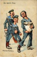 Der tägliche Gang. K.u.K. Kriegsmarine Matrosenhumor / Austro-Hungarian mariner humour art postcard. C. Fano 1914/15. 50. s: Ed. Dworak (fl)