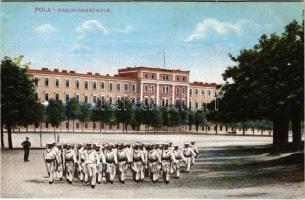 Pola, Pula; K.u.K. Kriegsmarine Maschinenschule / WWI Austro-Hungarian Navy machinery school with mariners. C. Fano Pola 1914/15. No. 9,