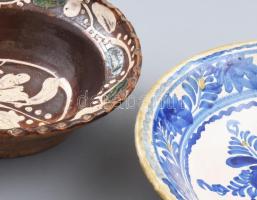2 darab tál. Kalotaszeg, Felvidék, 19. sz. második fele, restauráltak, d: 21-24 cm