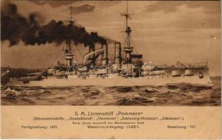 S.M. Linienschiff Pommern Deutschland-class pre-dreadnought battleship of the Kaiserliche Marine. Aus der Prachtmappe &quot;Deutschland zur See&quot;