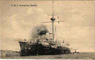 SMS Kronprinz Erzherzog Rudolf az Osztrák-Magyar Haditengerészet Kronprinz-osztályú pre-dreadnought csatahajója / K.u.K. Kriegsmarine Linienschiffe / Austro-Hungarian Navy ironclad warship. G. Fano Pola 1908.