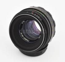 Helios 44-2 58mm f/2 objektív, eredeti tokjában, sapkával, orosz nyelvű leírással