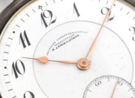 A. Lange & Söhne Glashütte zsebóra, ezüst (Ag) tokos, másodpercmutatós, szép számlappal (a mutat...