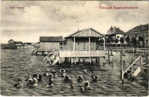 1907 Balatonföldvár, Part részlet, fürdőzők. Gerendai Gyula kiadása (EK)