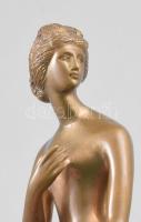Ismeretlen szobrász: Női akt. Öntött bronz, jelzés nélkül, m: 20,5 cm