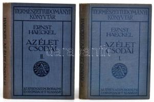 Ernst Haeckel: Az élet csodái I-II. köt. Ford.: Czóbel Ernő, Fülöp Zsigmond és Veres Mihály. Természettudományi Könyvtár. Bp., 1911, Athenaeum. Kiadói egészvászon-kötés, kissé kopott borítóval.