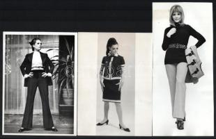 1967-1972 Divatfotók, modellek, 7 db sajtófotó, vegyes állapotban, 23,5x13 cm és 18x6,5 cm között