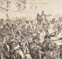 Strassgschwandtner, Josef Anton (1826-1881) után, Johann Rauh metszése: Hentzi hősi halála Buda ostr...