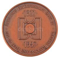 Fritz Mihály (1947-) 1997. "75 éves az ÁÉB Bank Rt." bronz emlékérem eredeti tokban (42,5m...