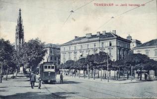 Temesvár Jenő square with tram