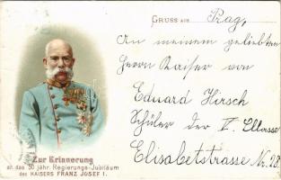 1898 (Vorläufer) Zur Erinnerung an das 50 jähr. Regierungs-Jubiläum des Kaiser Franz Josef I. / Ferenc József uralkodásának 50. évfordulója / 50th anniversary of Franz Joseph&#039;s reign. litho (fa)