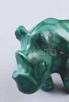 Malachit orrszarvú, sérült, h: 7 cm
