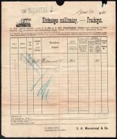 cca 1890 Budapest, Első Duna-Gőzhajózási Társaság (DDSG) fuvarlevél, 10 fillér okmánybélyeggel, Pest...