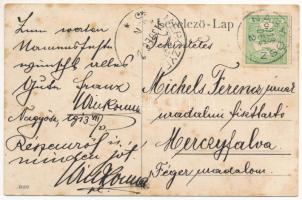 1913 Nagyősz, Nagy Ősz, Triebswetter, Tomnatic; Római katolikus templom / Röm.-kath. Kirche / Cathol...