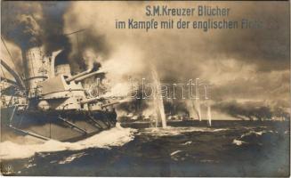 S.M. Kreuzer Blücher im Kampfe mit der englischen Flotte. Kaiserliche Marine / German Naval battle