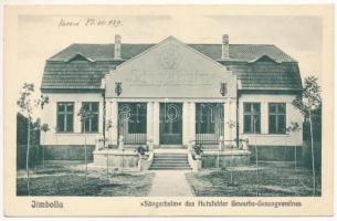 1929 Zsombolya, Hatzfeld, Jimbolia; Sängerheim des Hatzfelder Gewerbe-Gesangvereines / Kereskedelmi egyesület kórusának otthona / choir singers&#039; house (EK)