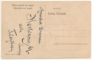 Lupény, Lupeni; Vedere partiala / Teilansicht / látkép, fatelep / general view, lumber yard (EK)