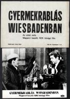 cca 1967 ,,Gyermekrablás Wiesbadenban" című NDK bűnügyi film jelenetei és szereplői, 15 db vintage produkciós filmfotó (vitrinfotó, lobbyfotó) ezüst zselatinos fotópapíron, a használatból eredő (esetleges) kisebb hibákkal, + hozzáadva egy szöveges kisplakát, 18x24 cm