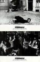 cca 1977 ,,Futárszolgálat" című szovjet film jelenetei és szereplői, 16 db vintage produkciós filmfotó (vitrinfotó, lobbyfotó) ezüst zselatinos fotópapíron, a használatból eredő (esetleges) kisebb hibákkal, a szövegmező felülragasztva, mert tévedésből a Vörös Pecsét című film feliratát másolták a fotópapírra, 18x24 cm