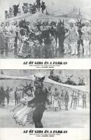 cca 1976 ,,Az öt gida és a farkas" című román - szovjet - francia zenés mesefilm jelenetei és szereplői, 10 db produkciós filmfotó (vitrinfotó, lobbyfotó) nyomdatechnikával sokszorosítva kartonpapírra, egyoldalas nyomással, a használatból eredő (esetleges) kisebb hibákkal, 18x24 cm