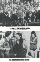 cca 1979 ,,P.S. avagy a könnyelműség határai" című NDK film jelenetei és szereplői, 6 db produkciós filmfotó (vitrinfotó, lobbyfotó) nyomdatechnikával sokszorosítva kartonpapírra, egyoldalas nyomással, a használatból eredő (esetleges) kisebb hibákkal, 18x24 cm