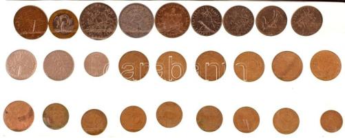 Franciaország ~1940-1990. 27db-os vegyes fémpénz tétel, közte 1899. 2Fr Ag T:AU-VF
France ~1940-199...