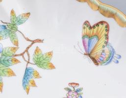 Herendi Viktória mintás kínálótál, kézzel festett, jelzett, hibátlan, 18,5x14,5 cm