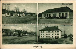 1941 Ipolyhídvég, Ipelské Predmostie; Fő utca, Római katolikus iskola, Pénzügyőri laktanya, Fogyasztási szövetkezet üzlete és saját kiadása / main street, Catholic school, finance guard barracks, cooperative shop (EK)