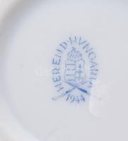 Herendi Viktória mintás bonbonier, plasztikus rózsa fogóval, jelzett, teteje ragasztott, sérült, d: ...