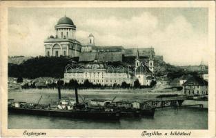 1925 Esztergom, Bazilika a kikötővel (gyűrődés / crease)