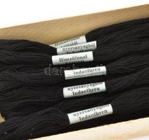 cca 1930 Kökény Hímzőfonal, teljes tartalommal - külföldi nyersanyagból, indathren, m: 18x7x3cm