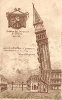 Venice St Mark square collapsing tower litho s: A.D. Stelly (Rb)