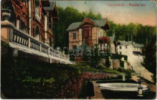 1921 Stószfürdő, Stoósz-fürdő, Kúpele Stós; Fürdő részlet, villák. Wlaszlovits Gusztáv kiadása / villas, spa (EK)