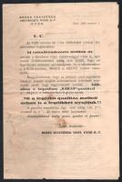 1928 Benes Testvérek Vegyészeti Gyár R.T., Győr - "Kakas" paszta, Üzleti nyomtatvány új rabbatrendszer bevezétésének tárgyában, 3 oldal, folt, ly.